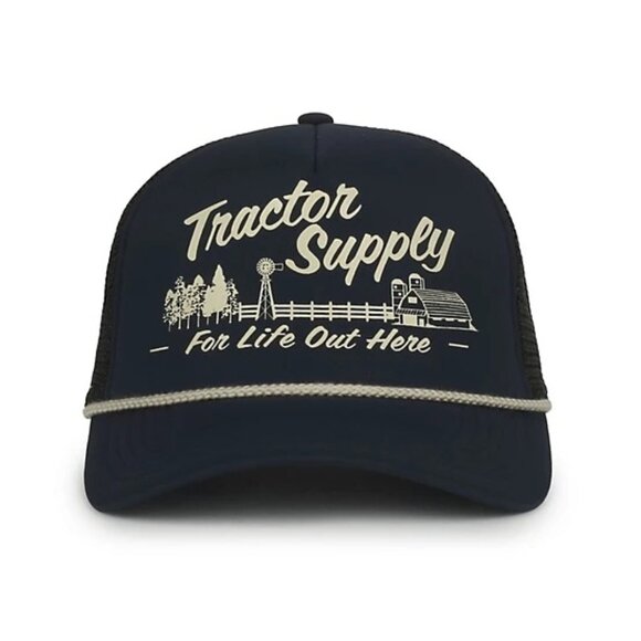 Tractor Supply 5 Panel High Profile Foam Front Trucker Cap Navy Mens Size OSFM - Picture 1 of 10